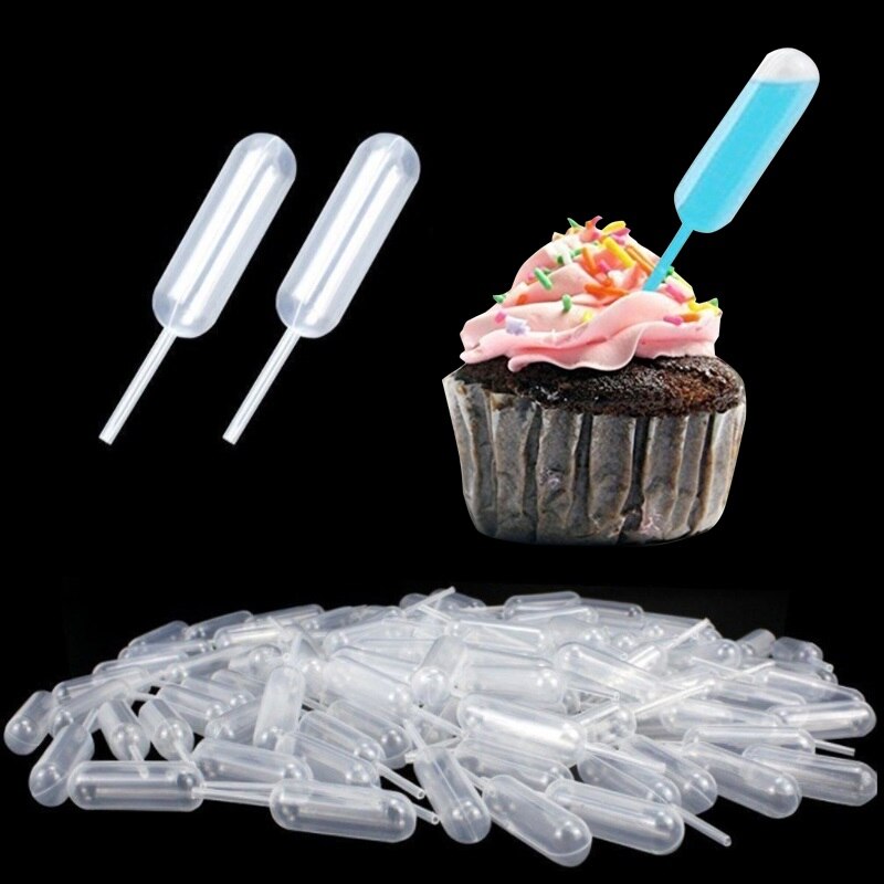 50 stks/set 4ML Transparante Veilig Polyethyleen Pipetten Hart/Cilindrische/Ronde Chocolade Cupcakes Puff Tool Keuken Accessoires