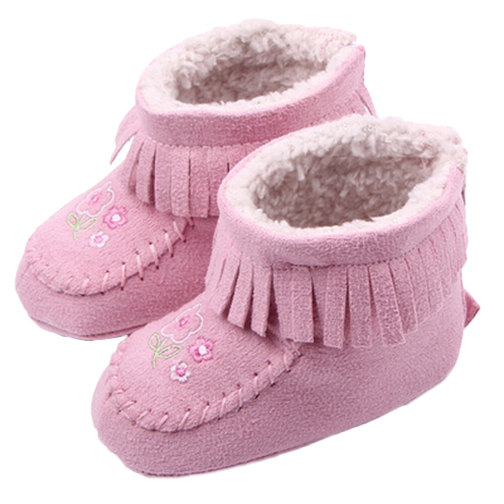 Baby Stiefel Blume Kleinkind Baby Mädchen Kleinkind Pelz Stiefel Weiche Sohle Krippe Schuhe Booties Stickerei Blume TasselsPrewalker