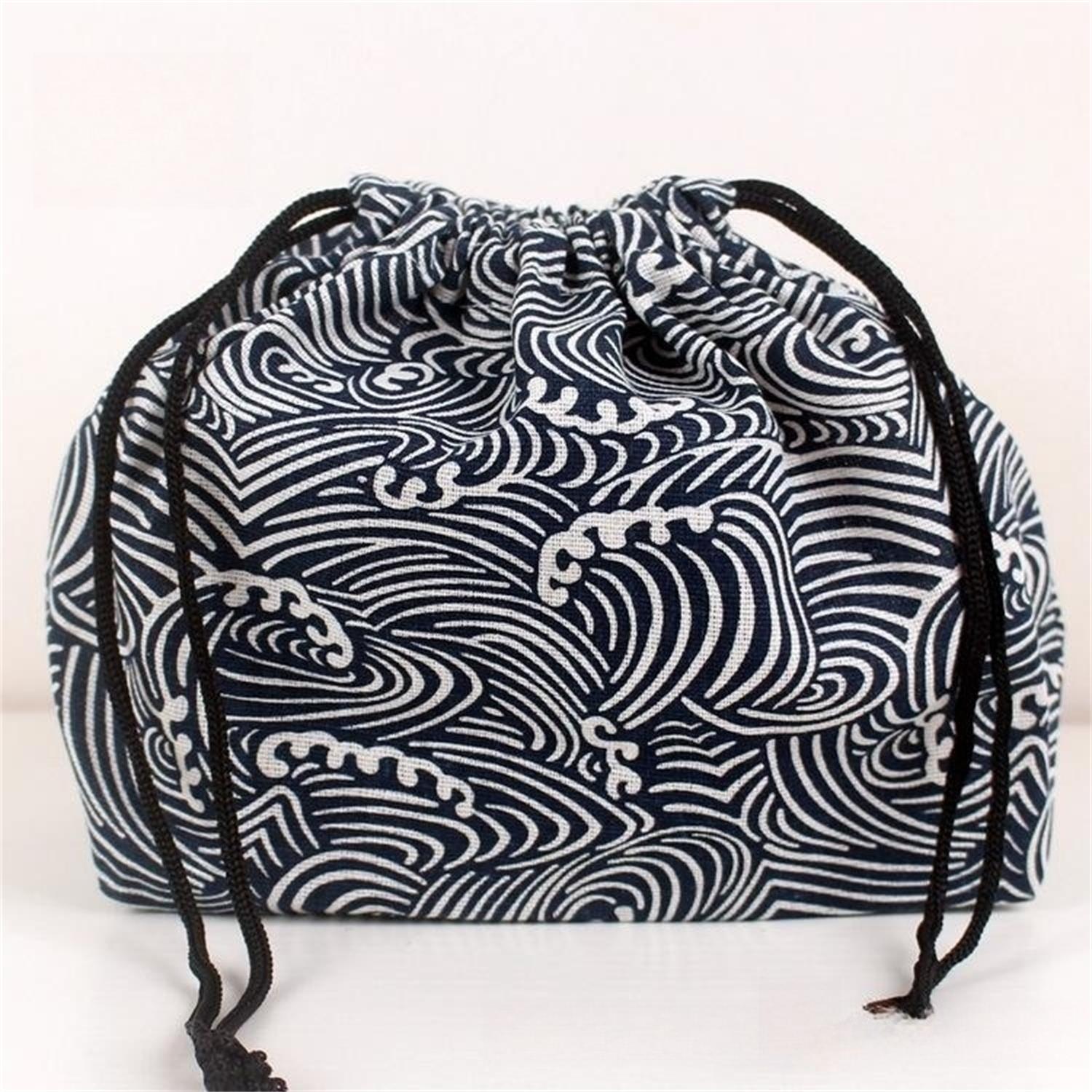 Lunch Bag Cat Polar Bear Lunch Box Drawstring Picnic Tote Eco Japanese Style Small Handbag Dinner Container Food Storage Bags: SKY BLUE
