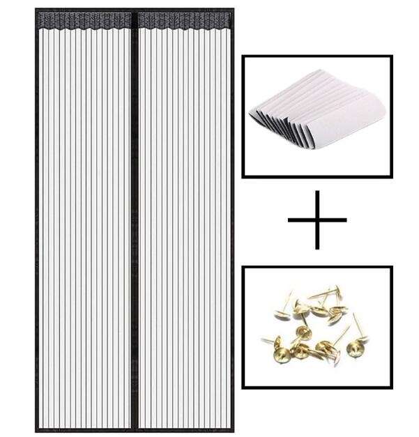 Verstärkter Magnet gitter Tür vorhang mit Klett verschluss Anti-Mücken-Automatik-Schließt ür Magnet gitter Insekten fliegen wanzen Bildschirm: 3*2.6 / Schwarz
