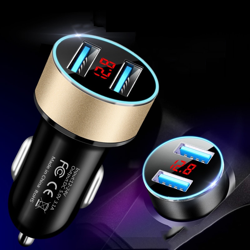 Cargador USB con pantalla LED para coche, Cargador USB para iPhone 11 Pro, XR, Max, Huawei, Xiaomi, Samsung, adaptador para Tablet