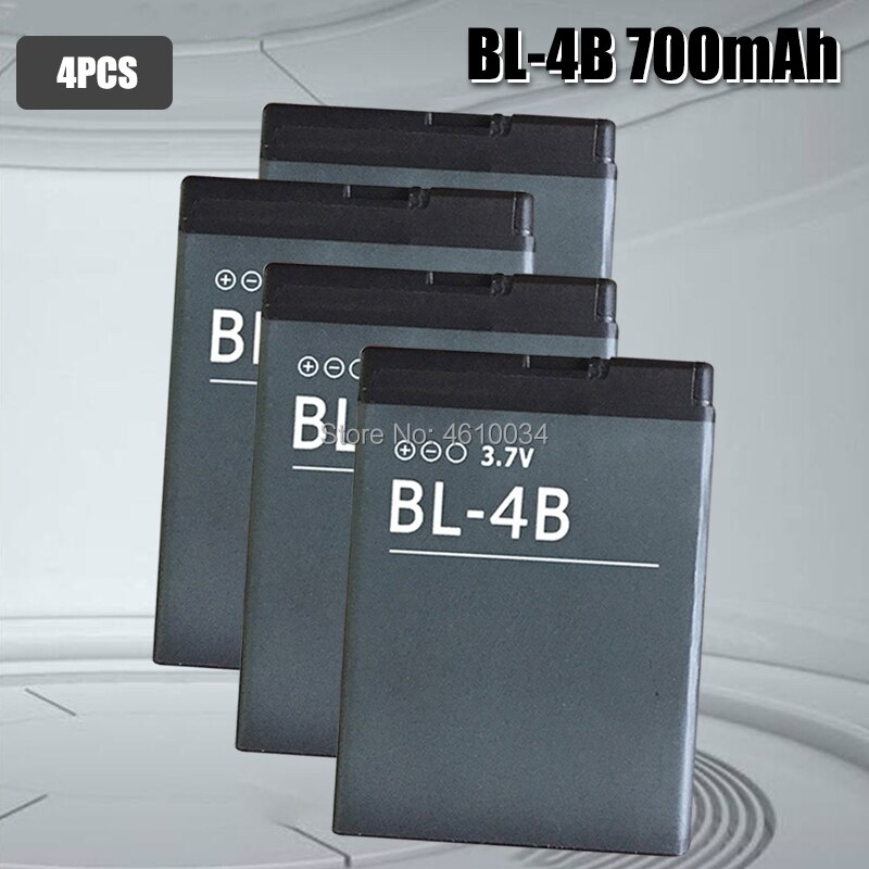 Batería de BL-4B Original para NOKIA, 2505, 3606, 3608, 2670, 2660, 2630, 5000, 6111, 7070, 7088, 7370 mAh: 4pcs