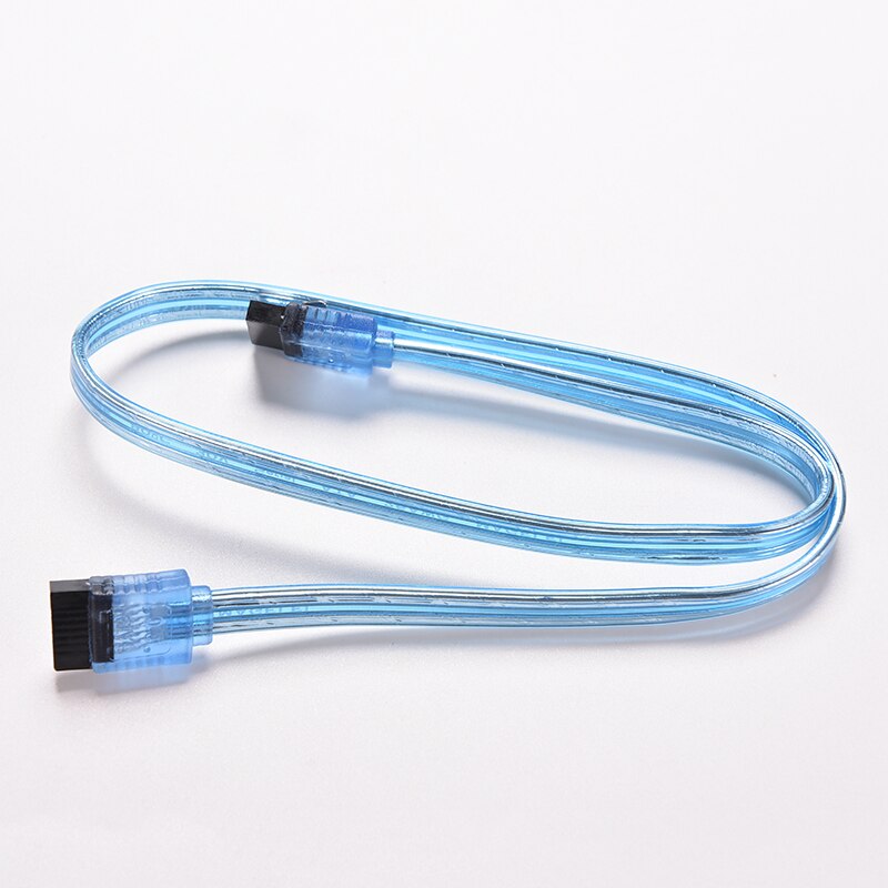 1pc 20in 50CM SATA 3.0 III 6Gb/s High Speed HDD Data Cable Cord 6Gbs PC Hard Disk Drive Connect Cable Connector Clear Blue