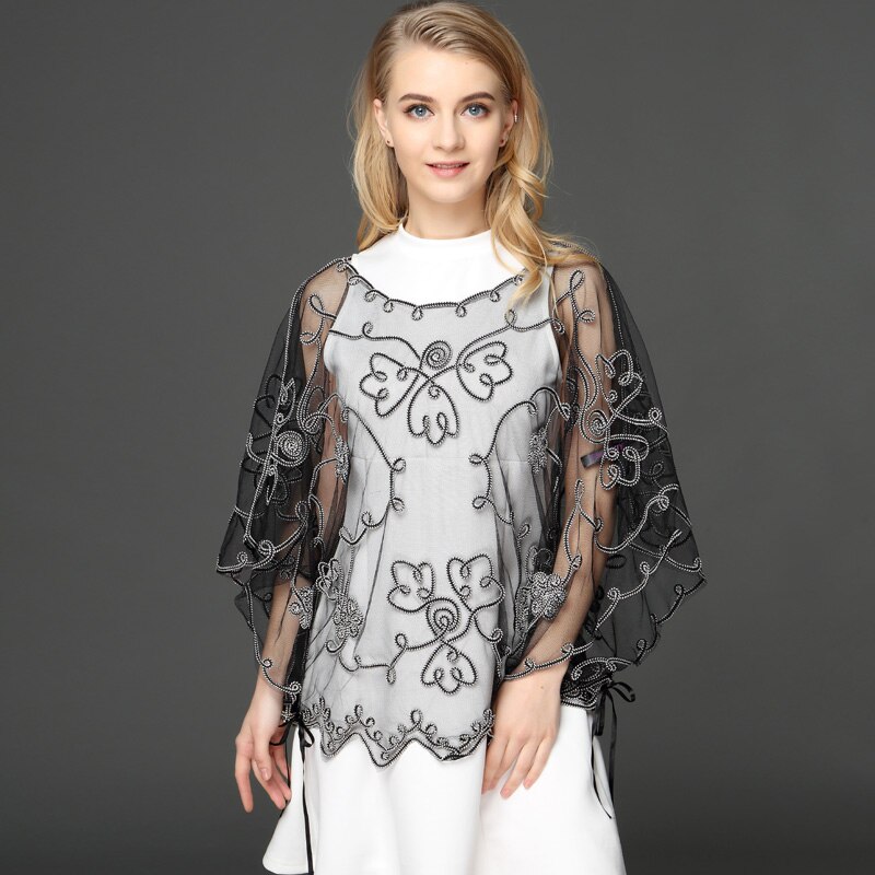 Gebreide poncho Cape Omkeerbare poncho, franje-doek, sjaal