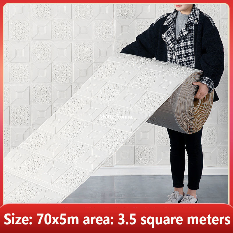 3D Wallpaper 70cm*1m Continuous Brick Pattern Sticker Waterproof Sticker Home Decoration 3D Self-Adhesive Wallpaper