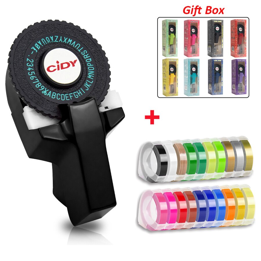 Motex E101-Máquina Manual para hacer etiquetas CIDY, máquina de grabado C101, 20 cintas (9mm x 3mtrs)