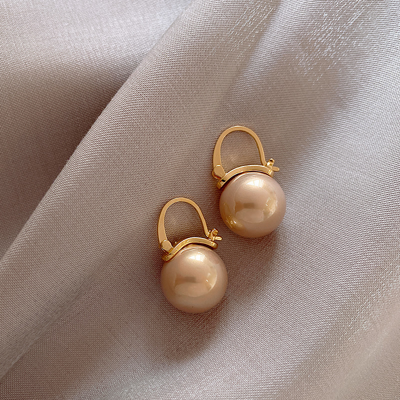 Nuevos bonitos pendientes de aro con tachuelas de perlas para mujer, pendientes minimalistas de Color dorado, aros pequeños Huggies, joyería de para boda: COLOR ORO ROSADO