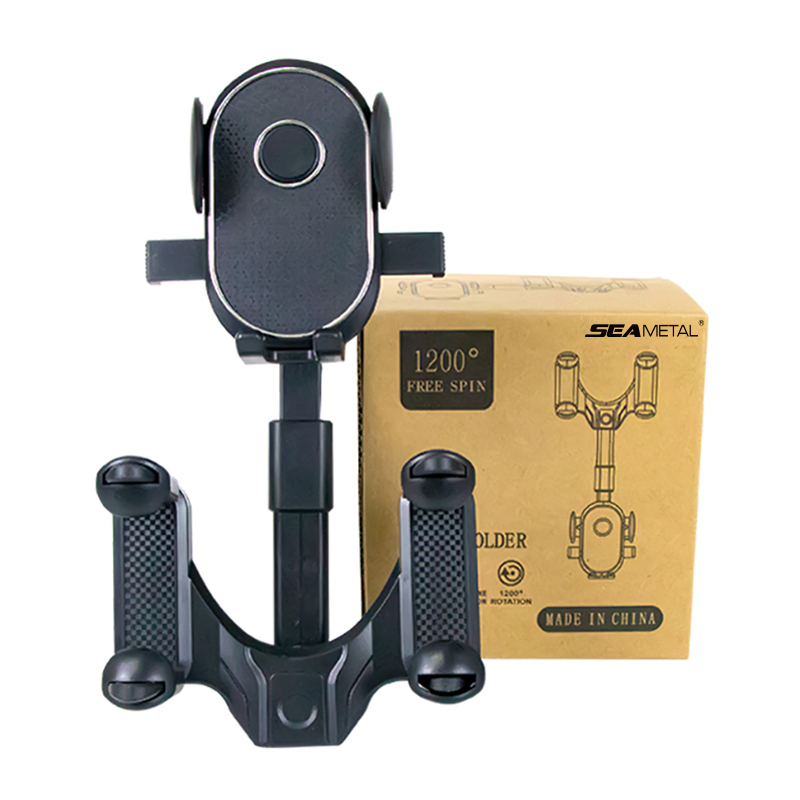 Soporte para teléfono para espejo retrovisor de coche SEAMETAL 360 ° Clip retráctil del tenedor del teléfono celular para el soporte del soporte del soporte del teléfono móvil de la ayuda GPS del teléfono