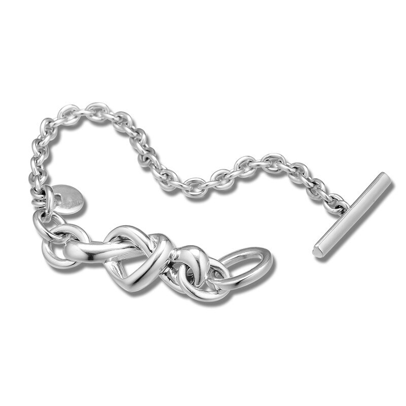 Verknotet Herz Armbinde Schmuck 925 Sterling Silber Armbänder für Frauen & Männer Liebe Zeichen Charme Armbänder Schmuck