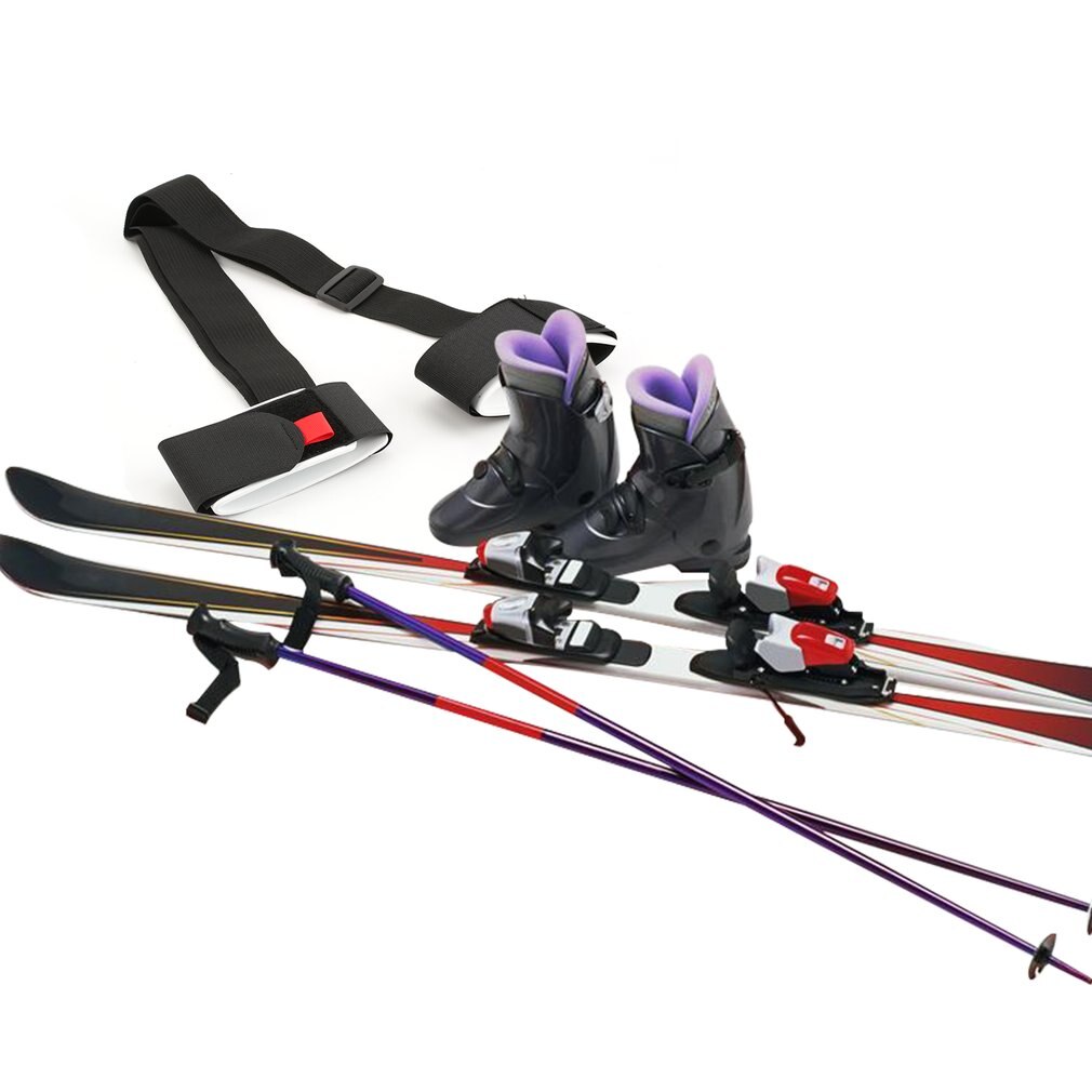 Skiën Pole Schouder Hand Carrier Lash Verstelbare Handvat Bandjes Comfortabele Haak Lus Beschermen Zwart