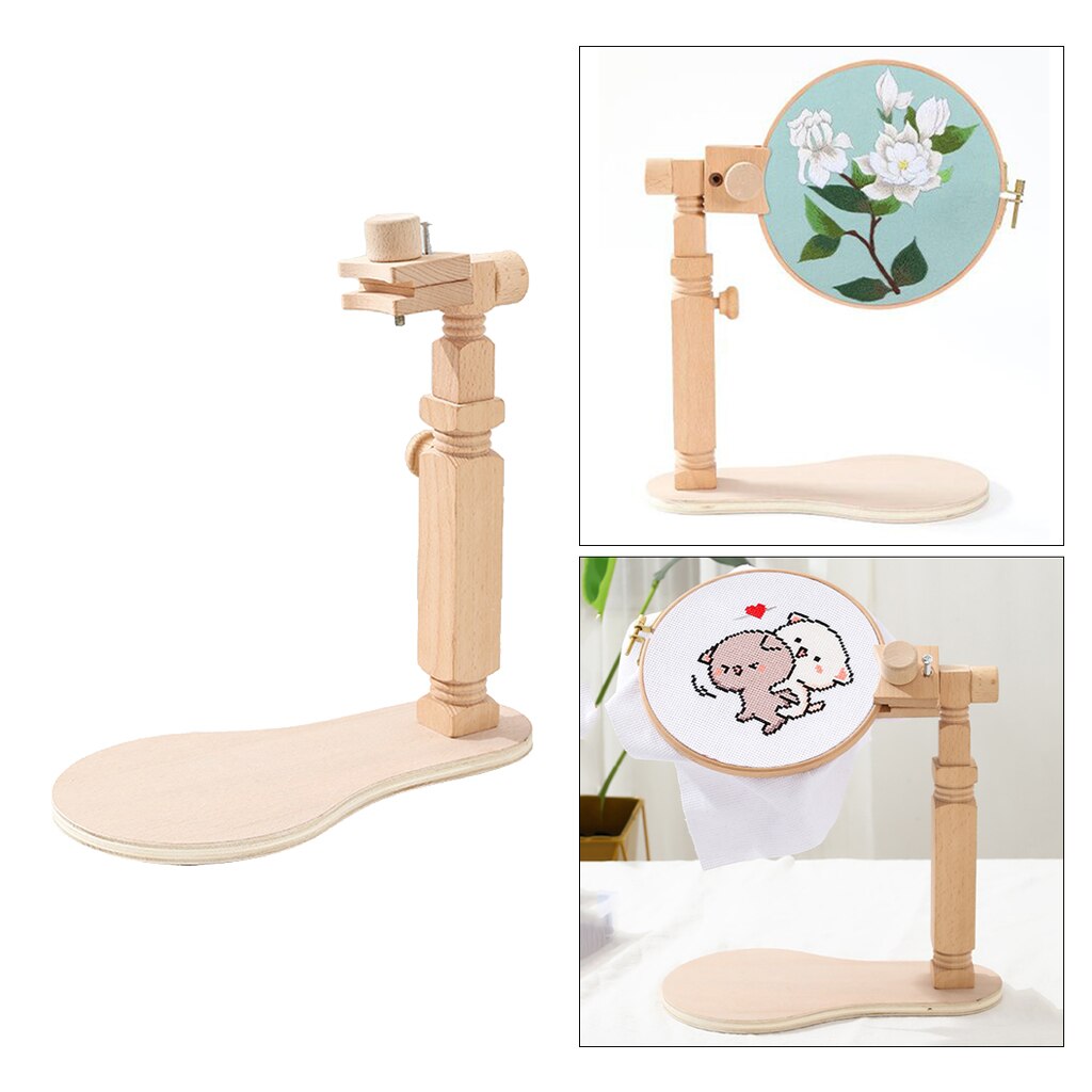 Soporte para bordado de madera, bastidor de aro de bastidor para punto de cruz, herramienta de costura de escritorio