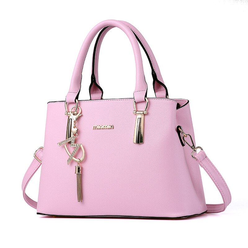 Top-handle Bags Women's Handbag Atmosphere Women's All-match Messenger Bag Casual Women's Leather Handbag: Pink