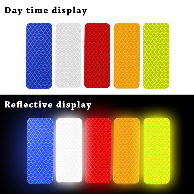 10 unids/set de pegatinas de tira de seguridad reflectantes para parachoques de coche, pegatina reflectante para coche, cinta de seguridad de advertencia reflectante