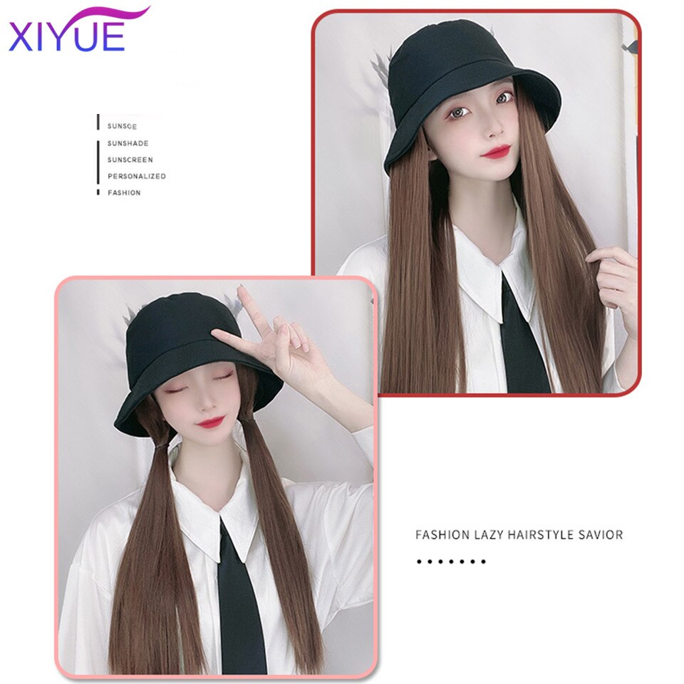 Longue ligne droite coiffure en couches bandeau demi tête couverture clavicule cheveux synthétiques Extensions de cheveux chapeau cheveux naturel postiche