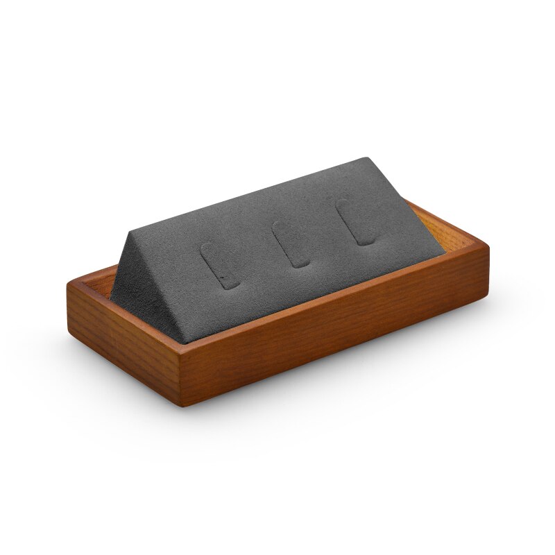 Oirlv, conjunto de soporte para presentación de joyería, anillo de madera, collar, bandeja de exhibición, brazalete, soporte organizador de joyas, estante gris multifunción: 3 grids ring display