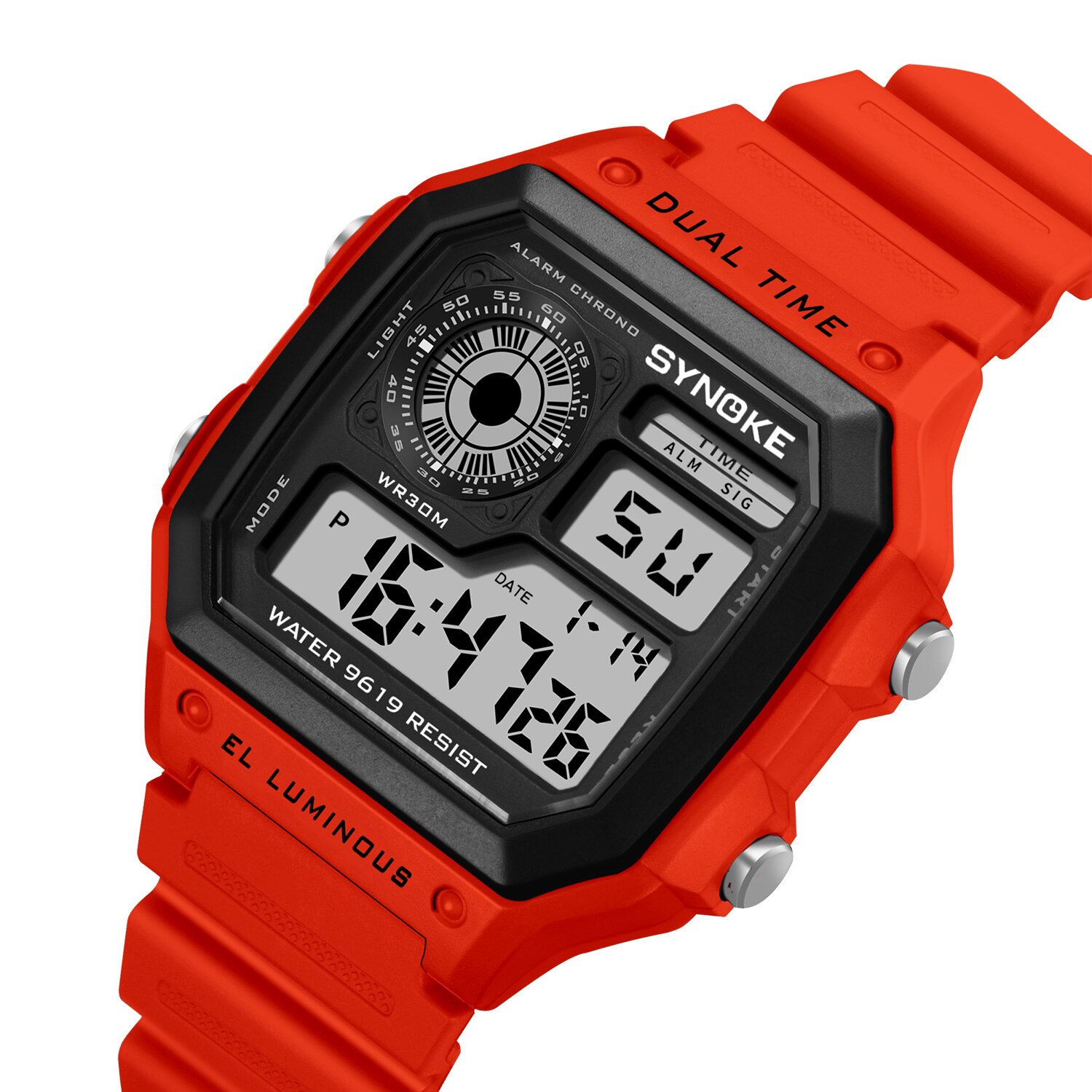 Synoke Mannen Sport Digitale Horloges Ultra-Dunne Led Waterdicht Chronograaf Repeater Relogio Masculino Mannelijke Elektronische Horloges: Red