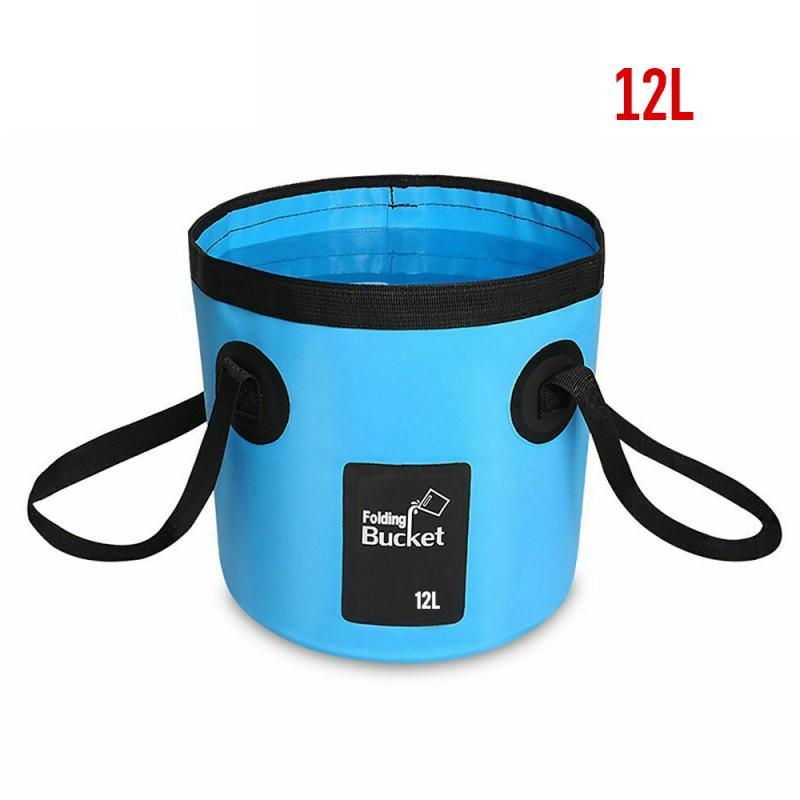 12L Large Capacity Folding Bucket Waterproof Water Bags Outdoor Convenient Fishing Folding Bucket Travel Folding Bucket: 6 blue