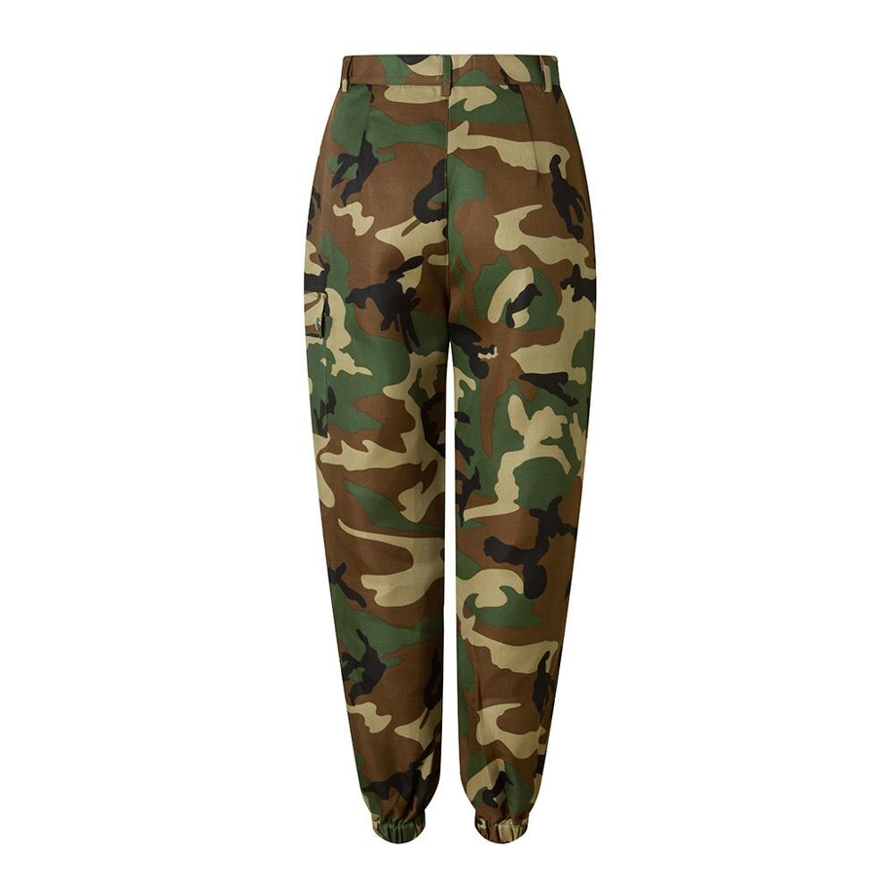 Frauen Casual Camouflage Druck Sport Lose Hosen Mit Tasche Damen Neue Hohe Taille Rennen Harem Hosen Für