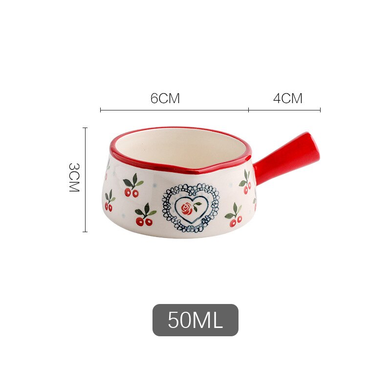Ceramic Mini Milk Jug With Handle Japanese Sauce Saucer Coffee Sugar Bubble Pot Flower Pattern Kitchen Tableware: H
