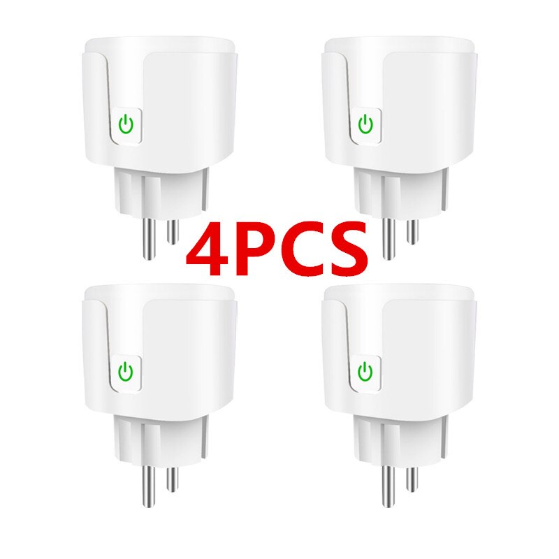 16A 220V Adapter Tuya Wifi Eu Smart Plug Draadloze Afstandsbediening Voice Control Power Monitor Timer Socket Voor Google Thuis alexa: 4PCS