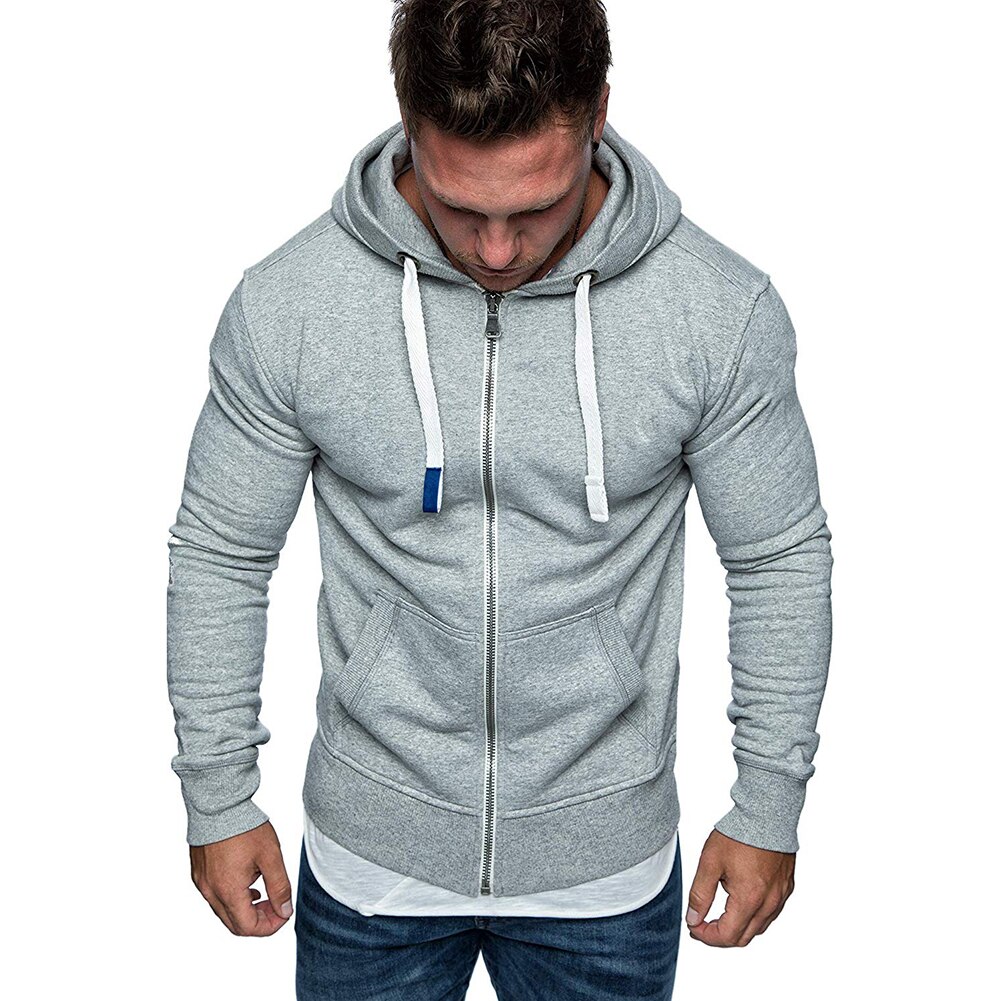 Stijlvolle Plain Mannen Ritsvak Zip Sport Hoodie Trui Jas Jas