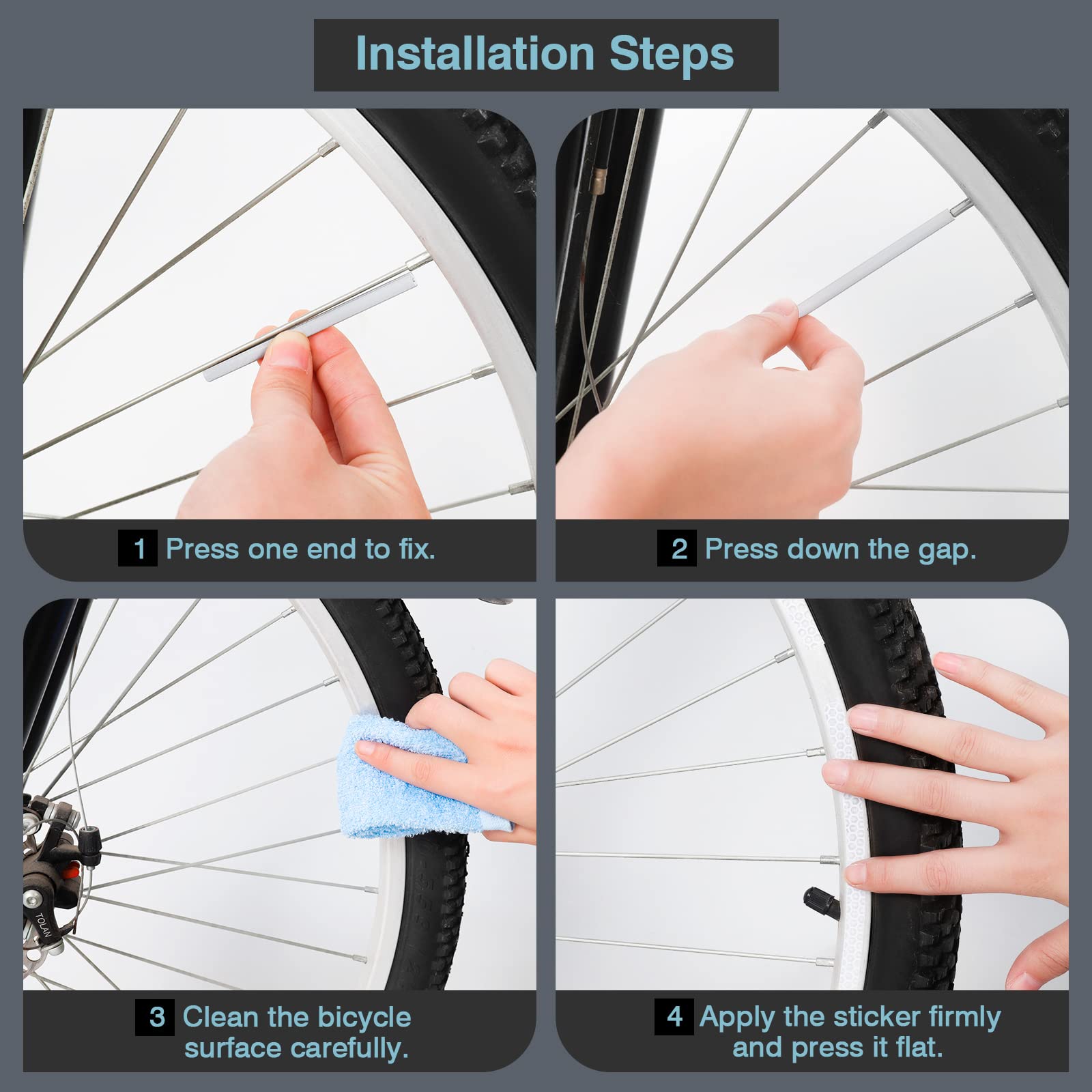 Reflector de radios para bicicleta, Clip de tubo, visibilidad de 360 °, conducción segura por la noche para todos los radios estándar de la bicicleta