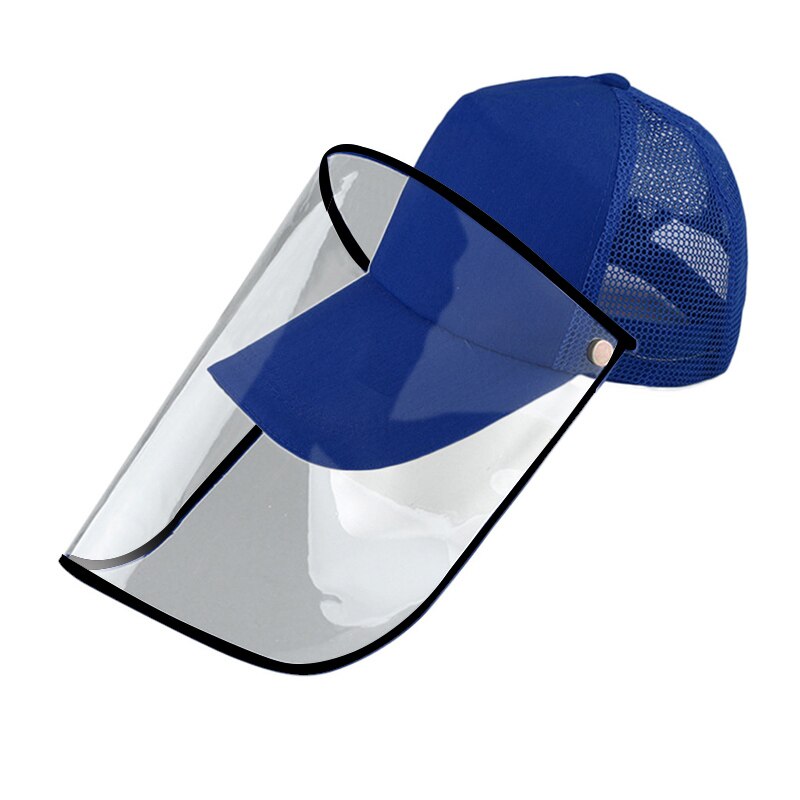 Anti-Spitting Beschermende Baseball Cap Met Stofdicht Transparant Cover Outdoor Gezicht Cover Caps B2Cshop: Blauw