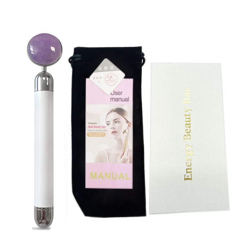 Goud Schoonheid Bar Trillingen Facial Roller Elektrische Stimulator Met Jade Hoofd Anti-Rimpel Huidverstrakking Rose Quartz Gezicht Massage: Silvery With Box