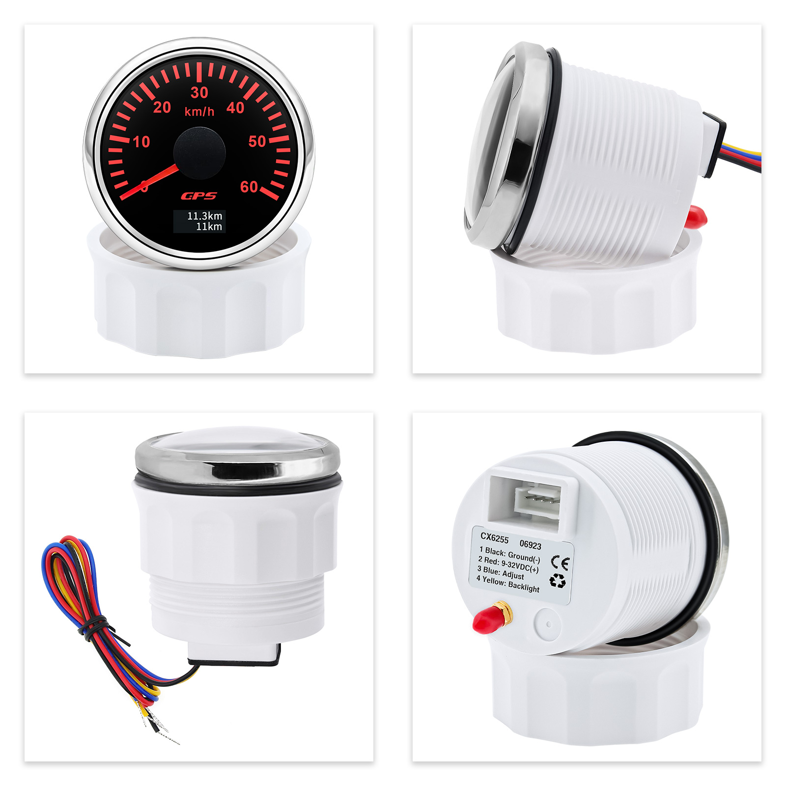 30 km/t 60 km/t 80 km/t 120 km 200 t gps-speedometer med antenne 7- farvet led-hastighedsmåler kilometertæller auto bil båd 12 v 24v brugerdefineret