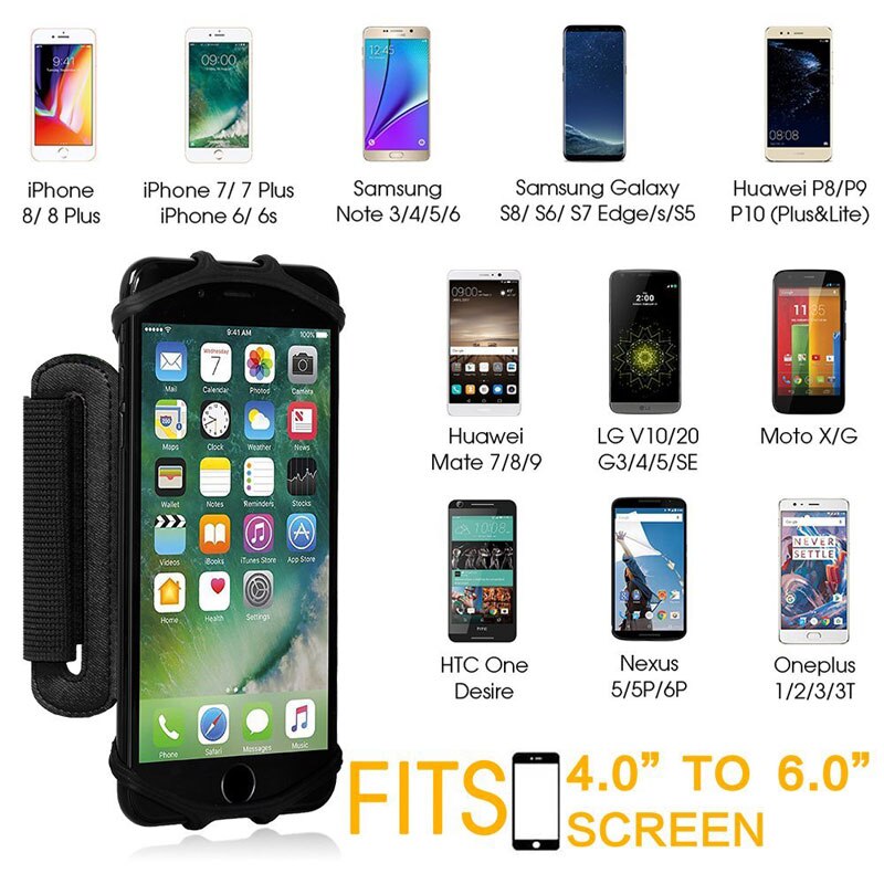 4-6 inches Running Phone Wristband 180 degree Rotatable Running Bag Belt Wrist Strap Jogging Cycling Gym Arm Band Bag for iPhone