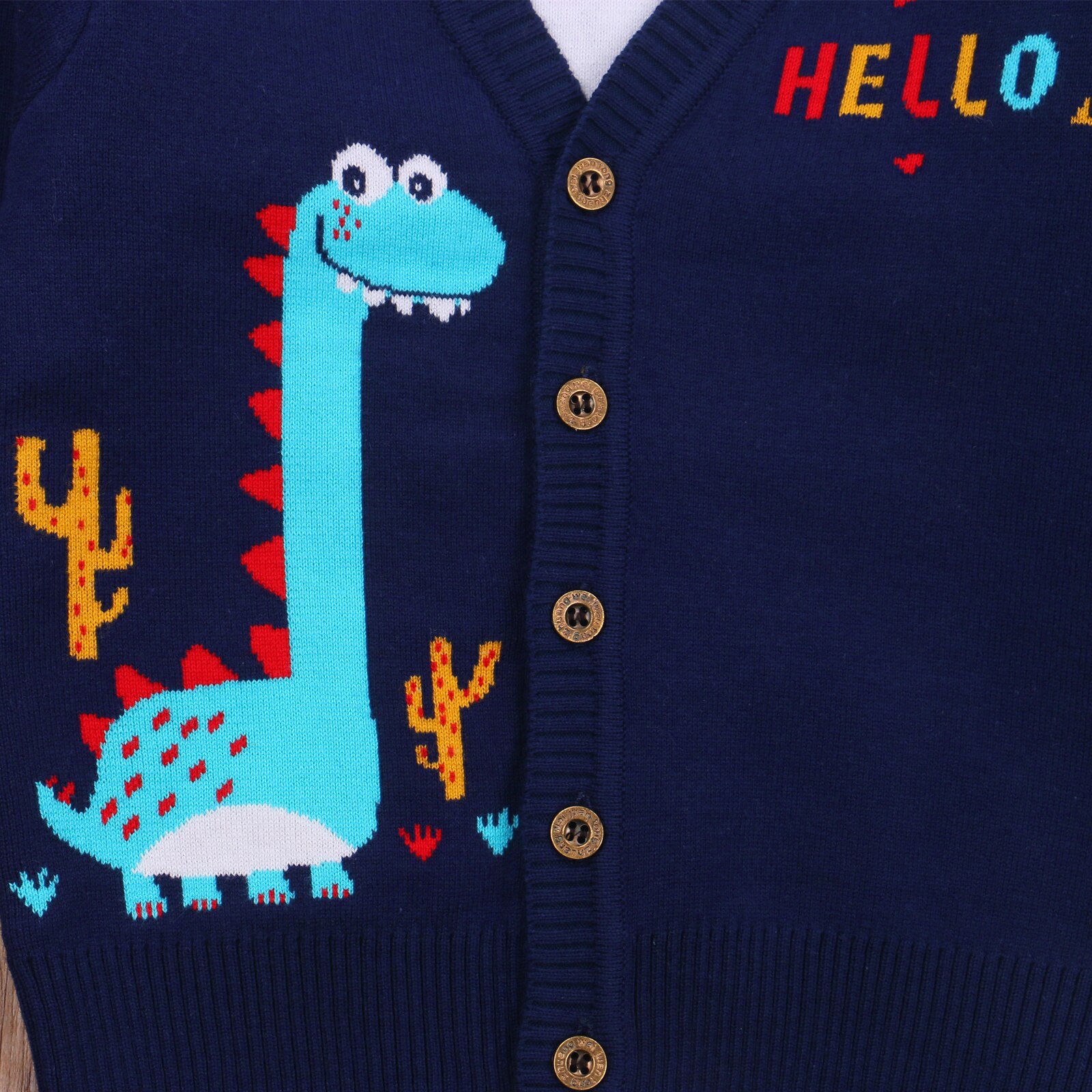 Emmababy 2020 autunno 2-7Y bambini bambino neonato ragazza lentiggine dinosauro ciao maglione lavorato a maglia cartone animato Top manica lunga scollo a v