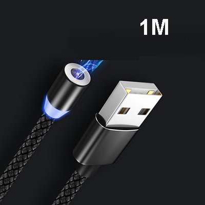 3pcs for Mobile Phone Replacement Parts Easy Operate Durable Converter 360 Degree Rotation Magnetic Tips Charging Cable Adapter: Only 1M Cable Black