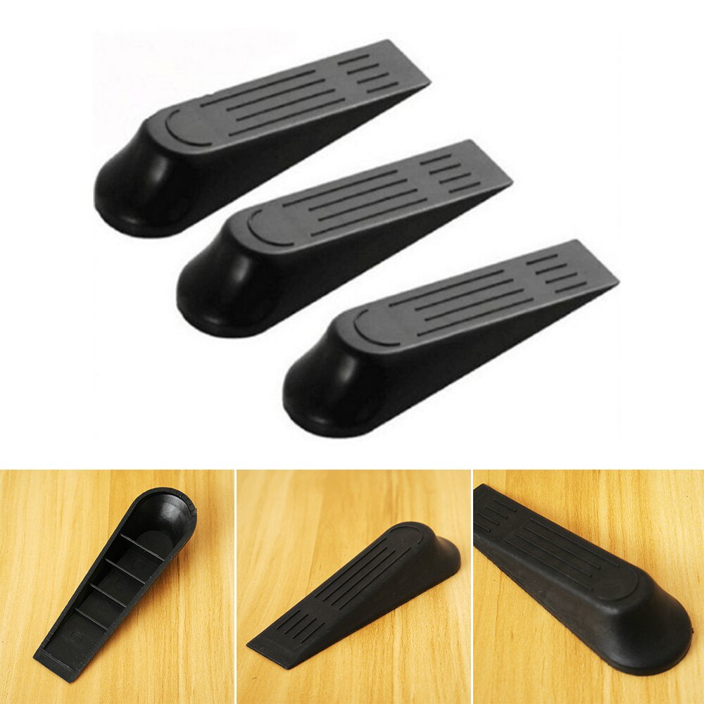 1/2pcs Door Wedge Shaped Plastic Door Stops Non-Slip Black Door Buffers for Office Home Baby Safe Floor Door Stopper