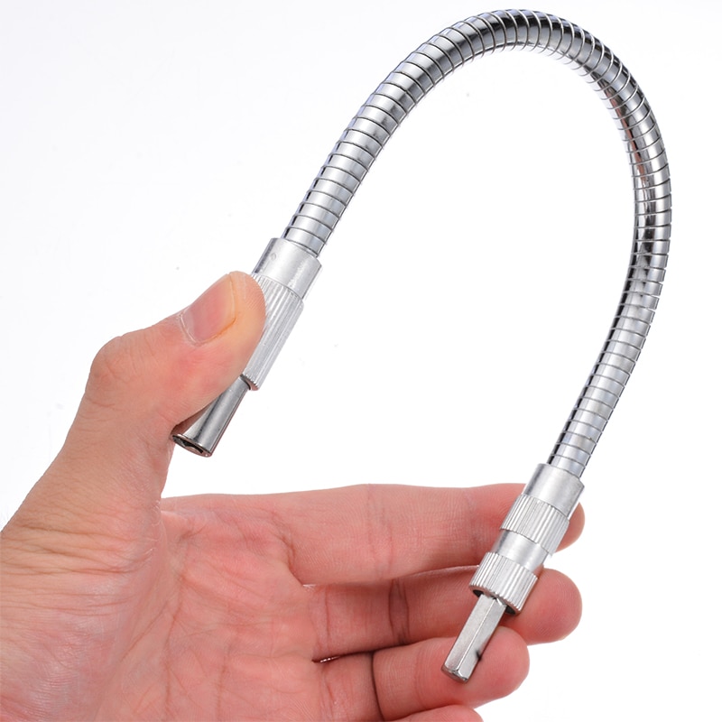 1/4 inch 30cm Hex Shank Flexible Hose Screwdriver Flex Extension Bar Holder Socket Screw Driver Tools Silver