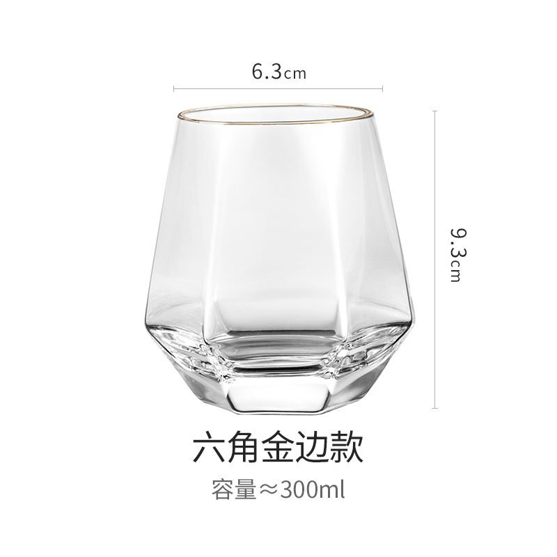 Verre à whisky Hexagonal irrégulier de 300ml, verre en diamant Transparent, pour la maison, le Club, le Bar, le Cocktail, la bière et l'eau,: Phnom Penh 1pcs
