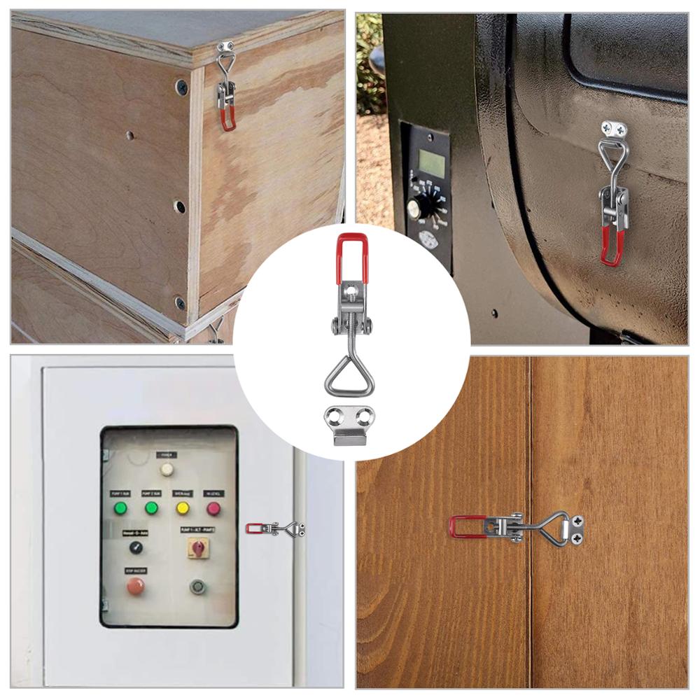 Neoteck 5Pcs Door Cabinet Box Lever Handle Stainless Steel Lockable Toggle Catch Latch Lock Clamp Hasp Toggle Latch Lock Tools