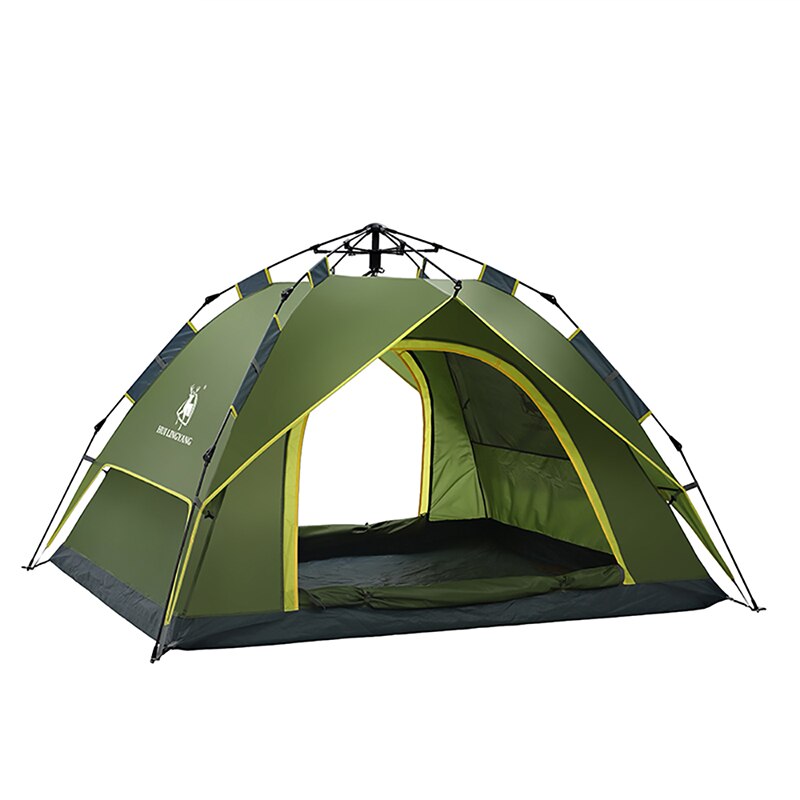 WolFAce-tienda de campaña automática para 3-4 personas, carpa de doble capa para exteriores, impermeable, configuración instantánea, portátil, para mochileros turísticos: Green
