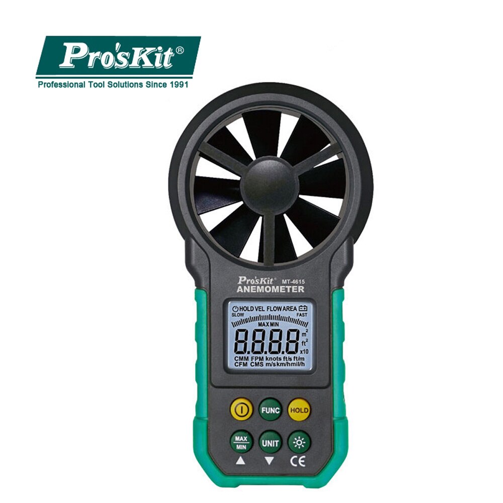 Pro&#39;skit-Anemómetro Digital multifunción de mano, anemómetro MT-4615, medidor de volumen de aire, instrumento de medición de velocidad del viento