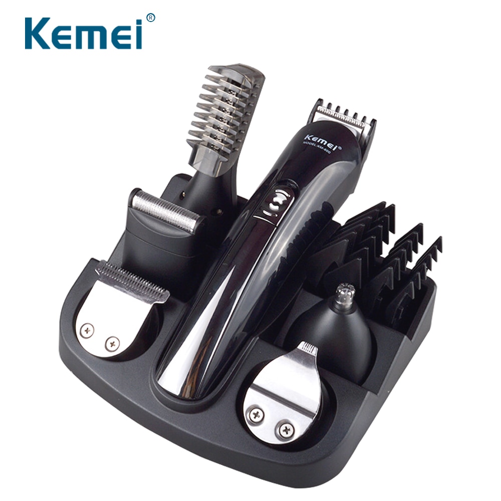 Kemei 6 in 1 Oplaadbare Tondeuse Titanium Tondeuse Elektrische Scheerapparaat Baard Trimmer Mannen Styling Tools Scheren Machine 600