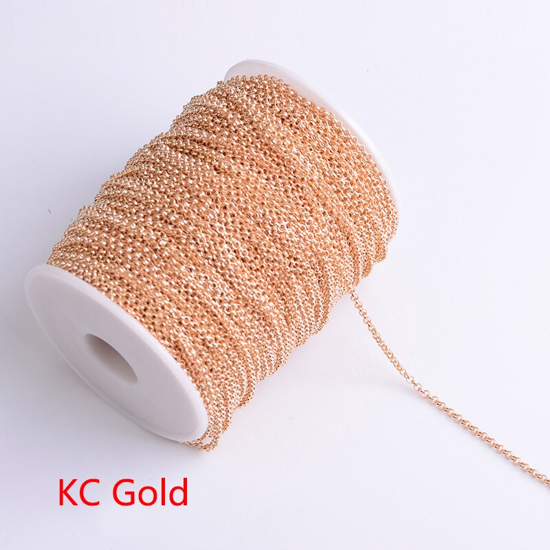5Meters 10Meters KC Gold Necklace Chain Roll Metal Iron Necklace Chain for Jewelry Making Components Handmade DIY: B1170 KC 2.0mm / 5meters