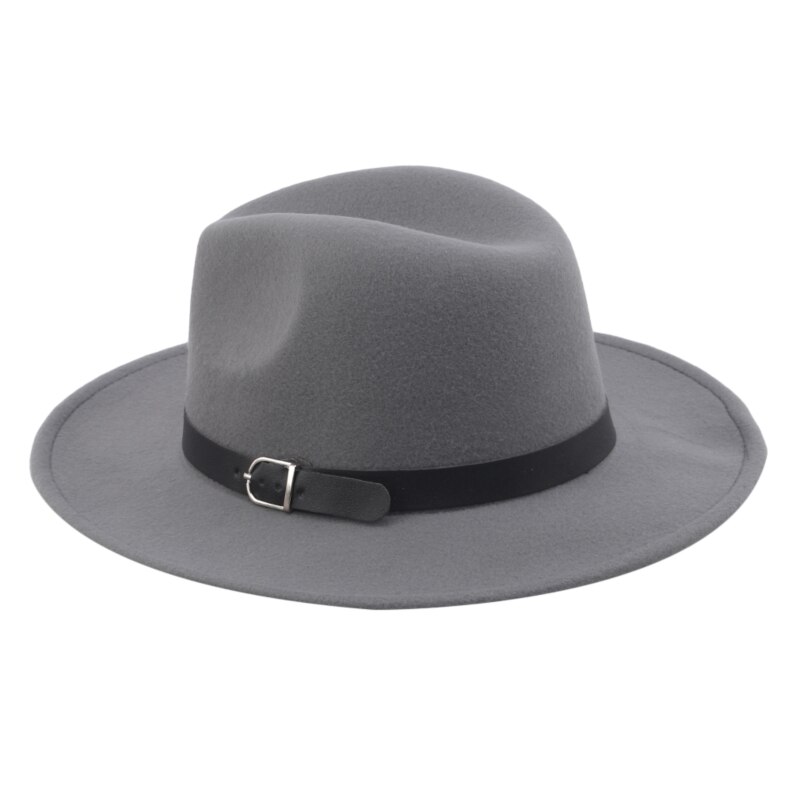 Heren fedora dames jazz hoed zomer lente zwarte wollen mix pet outdoor casual hoed: Grijs