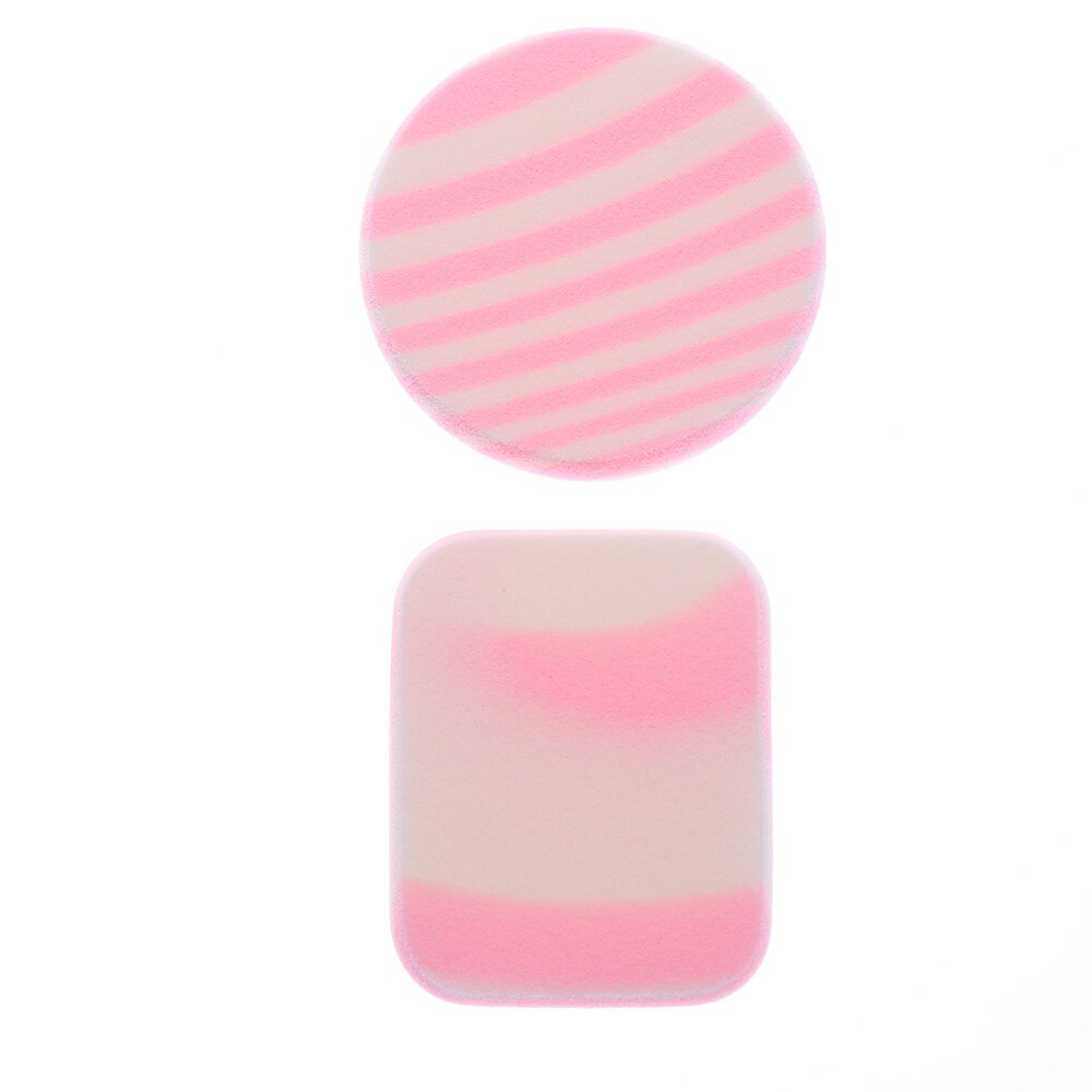 2 st tjej zebra ränder smink mjuk svamp rund fyrkantig kosmetisk ansiktspuder skönhet makeup foundation mjuk svamp tjej: Rosa
