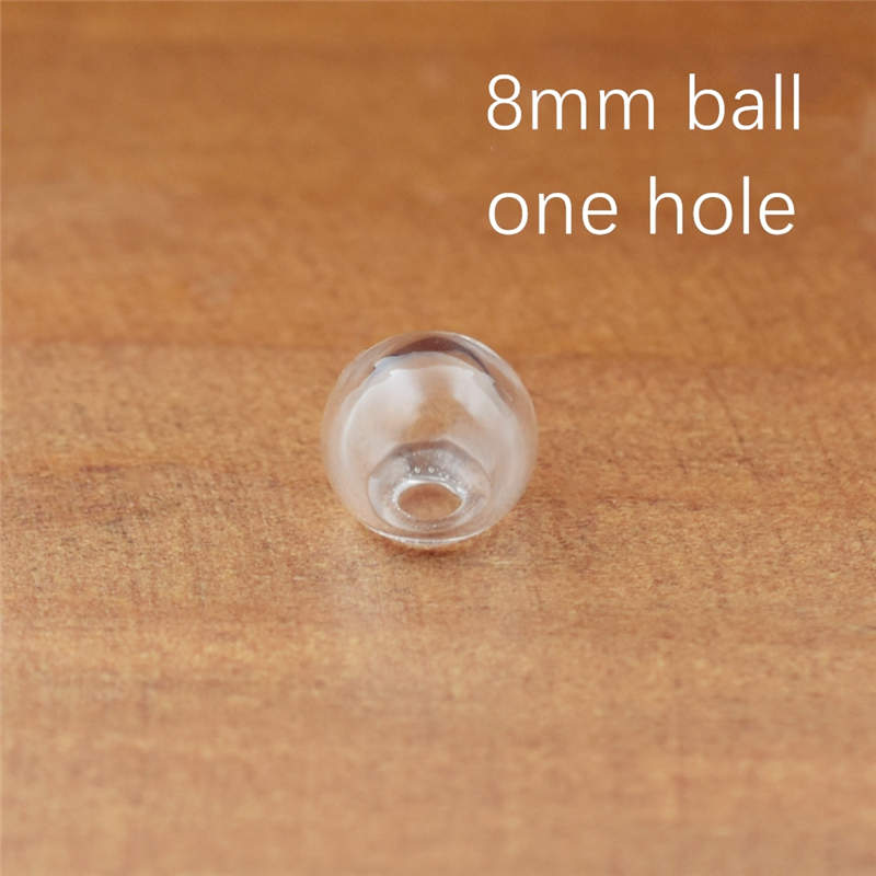 10 Stück 8–25 mm hohle Glaskugel mit einem Loch, runde Blasenfläschchen, Glaskugel, Kugeln, Schmuckzubehör, Glasmedaillon-Zubehör: WHITE