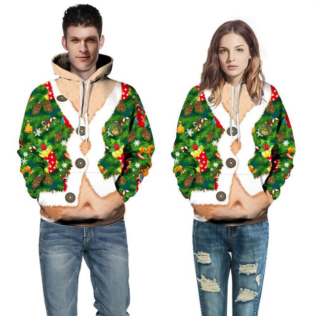 Weihnachten 3D Gedruckt Parkour Hoodies Männer/Frauen Herbst Mit Kapuze Streetwear zur Seite fahren Skateboard Sportbekleidung Sweatshirts Kleidung: QL-6096 / L   XL