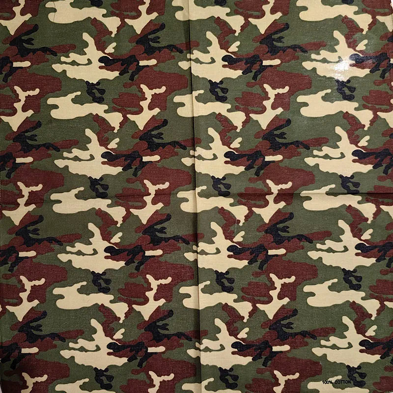 Camouflage Headband Cotton Bandanas Square Scarf Head Man Women Cycling Sun Protection Sports Breathable Printed Mask Headscarf: Brown