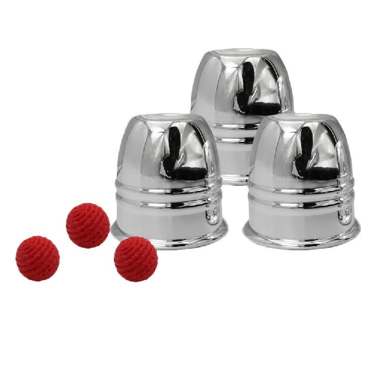 Props Tricks Clown Close-up Tricks Toys Three Beginer Cups Props Balls Easy Red Learn for Super Aluminum: Default Title