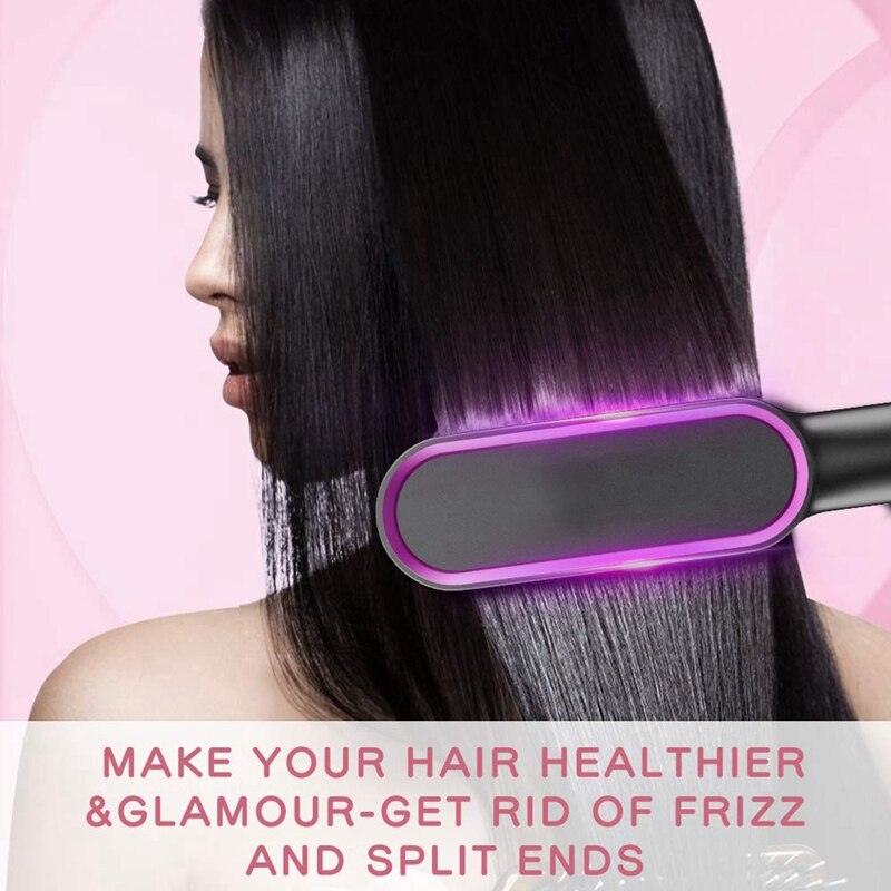 Multifunctional Hair Straightener Brush Portable Hair Straightener with Anti-Scald Feature EU Plug