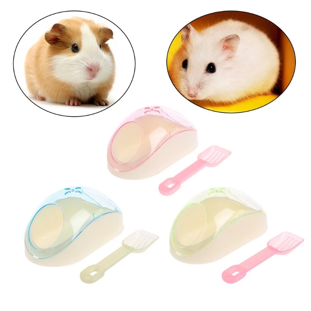 Litière en plastique pour animaux domestiques, Hamster, souris, bain de sable, Sauna, boîte de toilette avec pelle, toilettes pour animaux de compagnie
