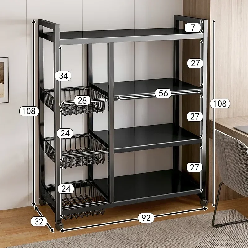 Carro de cesta de verduras para cocina, estante de almacenamiento multifuncional, carrito rodante móvil para fruta, horno microondas, organizador de cocina: Amarillo limón
