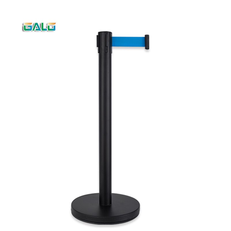 Matte Black Pillar Retractable Belt Queue Pole Barrier Retractable Stanchions for Crowd Control: Blue